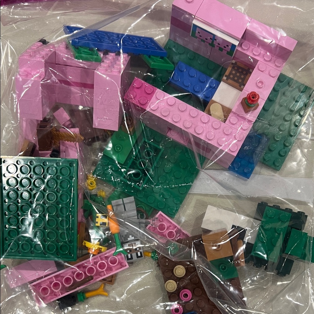 Lego Pink and Green Building Block Playset for Kids - Brand Lego Minecraft Pig